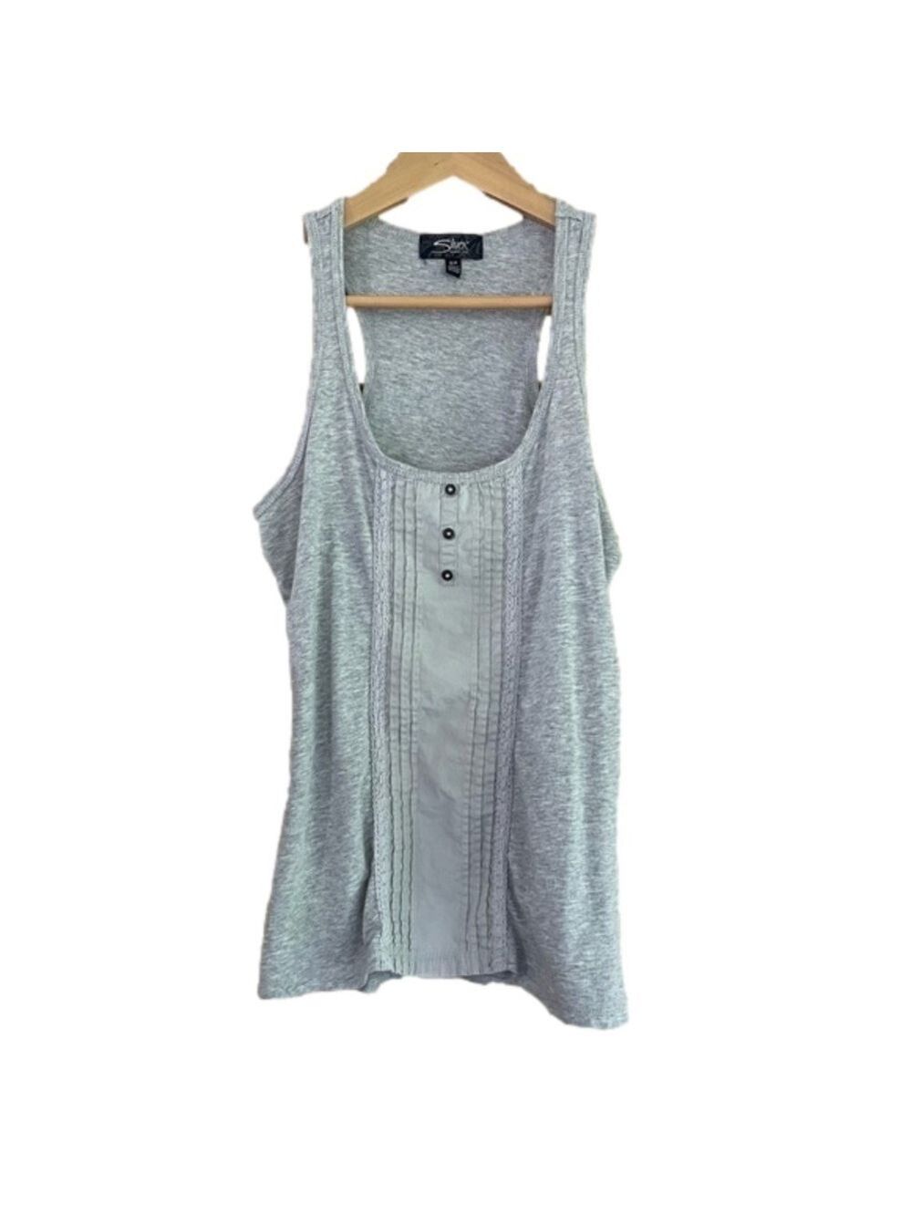 Silver Jeans lace trimmed button placket racer back cotton tank top size small